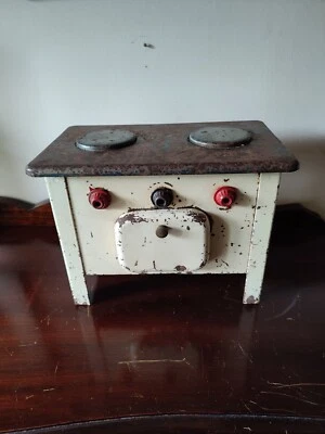 Ancienne cuisinière de poupée en tôle beige   Vintage années 50 - Photo 1/4