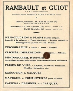 REPRODUCTION PLANS / RAMBAULT & GUIOT / HEWITTIC SURESNES (92) PUBLICITÉ 1934 - Foto 1 di 2
