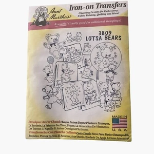 Aunt Marthas Iron On Transfers 3809 Lotsa Bears Embroidery Fabric Painting Quilt - Picture 1 of 5