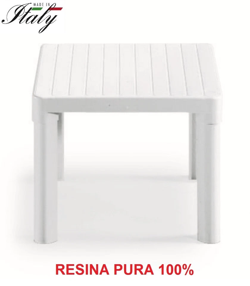 TAVOLO BASSO TAVOLINO TIP BIANCO RESINA PURA 47x47x38h CM - IDEALE PER LETTINI - Immagine 1 di 1