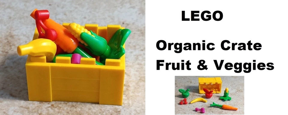 LEGO Farm Food Corn Crate Grocery Bag Apple Box Take Out Delivery Yellow Fruit - Image 1 of 1