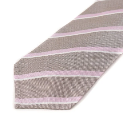 Corbata de seda tejida a rayas marrón claro y rosa Cesare Attolini nueva con etiquetas $295 Foto 1 de 3