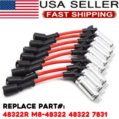 8 x 48322 Spark Plug Wires Set Performance For CHEVY GMC LS1 VORTEC 4.8 5.3 6.0L - Image 1 of 4