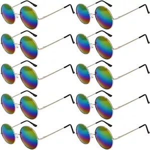Paquete de 10 gafas de sol redondas OWL retro vintage estilo hippie 56 mm lentes espejadas - Imagen 1 de 6
