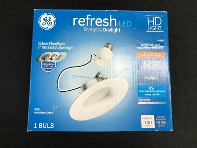 47742 GE 5"或6" 65瓦等效刷新LED白色圆形可调光改装 — 第 1/2 张图片