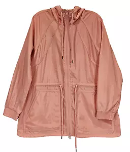 Chaqueta cortavientos T by Talbots talla L rosa anorak con capucha bolsillos ventilados - Imagen 1 de 10