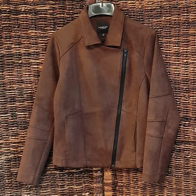 Chaqueta Liverpool Para Mujer XS Marrón Imitación Gamuza Cuero Moto Abrigo Blazer Asimétrico Foto 1 de 3