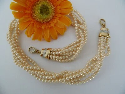 Pierre Lang schönes 6 reihiges Perlencollier ca. 45 cm gut erhalten  - Bild 1 von 3