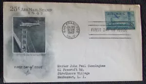 US FDC 25¢ Airmail stamp SC #C36 SAN FRANCISCO, CA 1947. - Picture 1 of 1