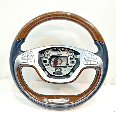 Volante madera con palancas de cambio gris Mercedes W222 S550 2014-2017 OEM Foto 1 de 4