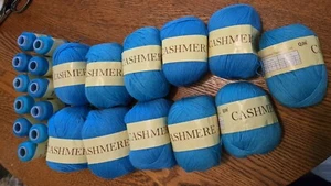 Cashmere Wool Poly Blend  Yarn Yarns 50 Grams Lot Of 11  W/ Weaving Thread Blue - Picture 1 of 12