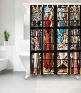 Revestidor de cortina de ducha de poliéster impermeable para baño Christ Baby resistente al agua - Imagen 1 de 8