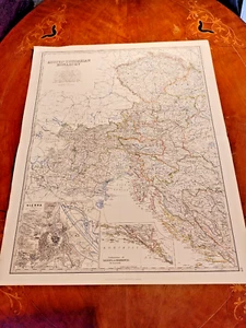 c1879 Large Colour Map K. Johnston General Atlas Austro-Hungarian Monarchy West - Picture 1 of 1