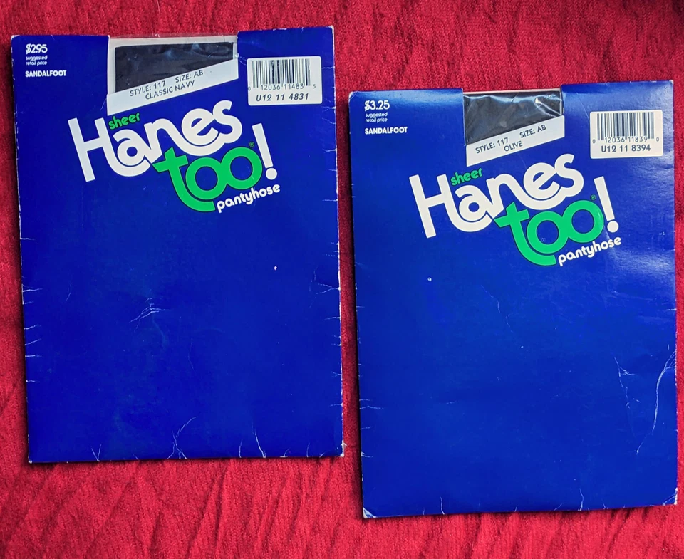1993 HANES TOO Size AB Classic Navy Sheer Sandalfoot PantyHose Style 117