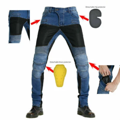 Hot Mens Fitted Motorcycle Jeans Motorbike Pants Denim Trousers Made With'Kevlar - Image 1 of 4