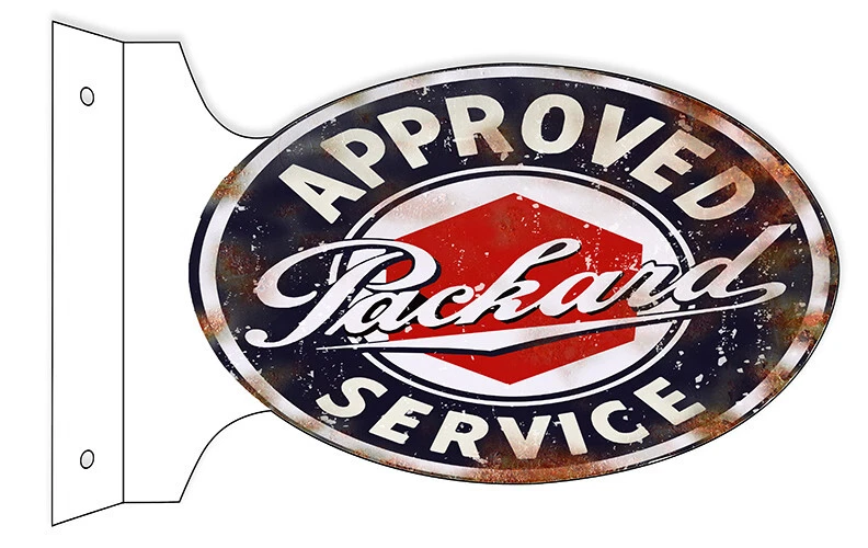 PACKARD APPROVED SERVICE 18" HEAVY DUTY USA METAL DOUBLE SIDED AUTO CAR ADV SIGN - Image 1 of 1