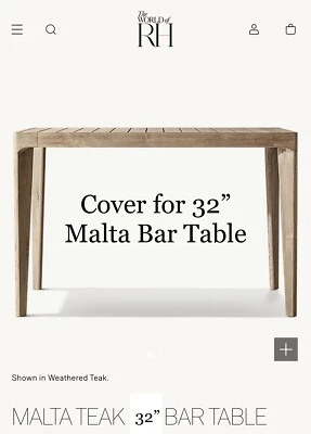 Restoration Hardware RH Patio Malta 32”Bar Height Table Cover  32 W x 32 D x 43 - Image 1 of 4
