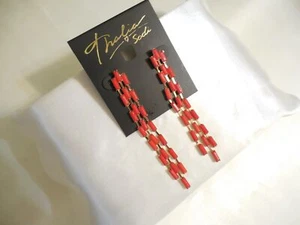 Thalia Sodi 3-1/2"Gold-Tone Red Stone Triple-Row Linear Drop Earrings L794 $29 - Picture 1 of 5