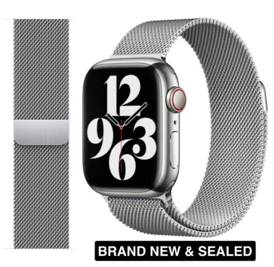 Genuine Apple Watch Milanese Loop Band SILVER Stainless Steel 49mm 46mm 45mm NEW - Image 1 of 4