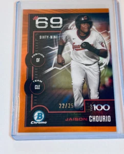 2025 Bowman Chrome Top 100 Orange /25 Jaison Chourio Cleveland Guardians - Picture 1 of 2