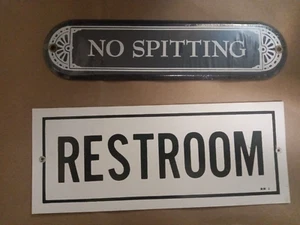 Vintage Ande Rooney No Spitting and Restroom Railroad Signs RR Signs - Picture 1 of 5