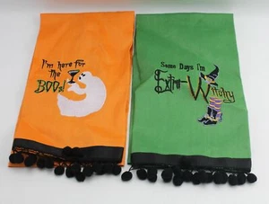 Vintage Halloween Towel Hanging Themed Towels Green Orange - Picture 1 of 2