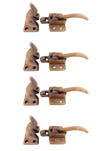 4 rare 3/4" offset ICE BOX CATCH lever aged solid Brass heavy 4 "cast meat safe - Picture 1 of 17