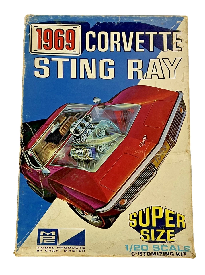 Vintage MPC 1969  Chevy Corvette 1:20 Scale Plastic Model Car Kit - Image 1 of 4