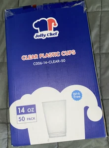 JOLLY CHEF 14 oz Clear Plastic Cups, 50 Count (Pack of 1), 14-Clear-50 - Picture 1 of 3