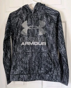 UNDER ARMOUR Sweatshirt Hoodie Youth Large Black Gray Digital Camouflage Pockets - Picture 1 of 6
