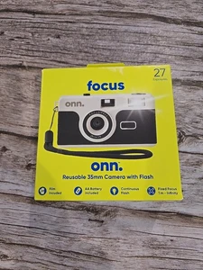 Onn Focus Reusable 35mm Camera w/Flash Film  Battery Included - Black New(201) - Picture 1 of 3