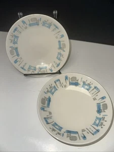 Vintage 2er Set Royal China Blue Heaven Berry Schalen MCM Blue Atomic 5,5" Haustierschalen - Bild 1 von 6