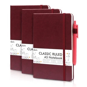 3 Pack Notebooks Journals Bulk with 3 Black Pens, A5 Hardcover Notebook Class... - Picture 1 of 7