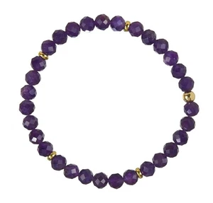 Amethyst Armband - 6mm Edelsteinarmband facettiert - lila Perlenarmband D269 - Picture 1 of 4