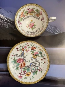 Antique Aynsley Hand Painted Asian Floral Chinoiserie Pattern Tea Cup & Saucer - Picture 1 of 21