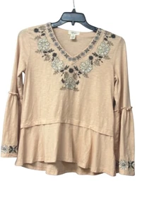 Top de mujer Style & Co bordado manga campana, rubor, talla M - Imagen 1 de 11