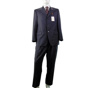 Men’s 42R 36W Charcoal Pinstripe Wool Suit NWT Made in Italy (Roberto Villini) - Picture 1 of 22