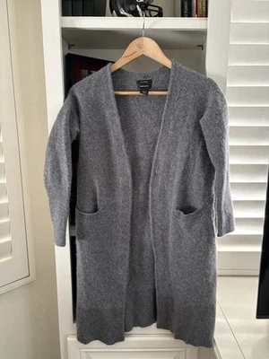 Halogen Cardigan Womens Duster Wool Cashmere Blend Long Sweater Soft Gray Large - Image 1 of 3