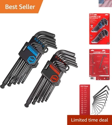 Long Arm Ball End Hex Key Set - 26-Piece in Durable S2 Steel, ANSI Certified - Image 1 of 4