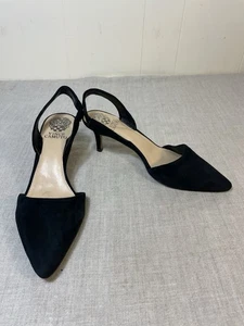 Decolte Vince Camuto nere scamosciate a punta slingback tacco a gattino pelle tg 7,5 - Foto 1 di 6