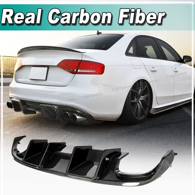 Alerón difusor de labios parachoques trasero de carbono real para Audi S4 A4 S Line B8 2008-2012 Foto 1 de 4