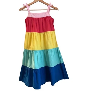 Hanna Andersson Girls Rainbow Tiered Dress Size 10 Cotton Colorful Twirl Summer - Picture 1 of 8