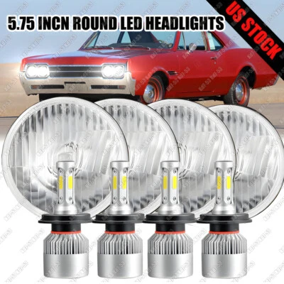 4PCS 5 3/4" 5.75 LED Headlights HI/LO for Oldsmobile 442 98 F85 Cutlass 4X White - Image 1 of 4
