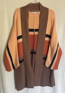 O'Neill Cardigan Womens L Open Front Knit Capecod Oversized Sweater Beach Sand - Picture 1 of 9