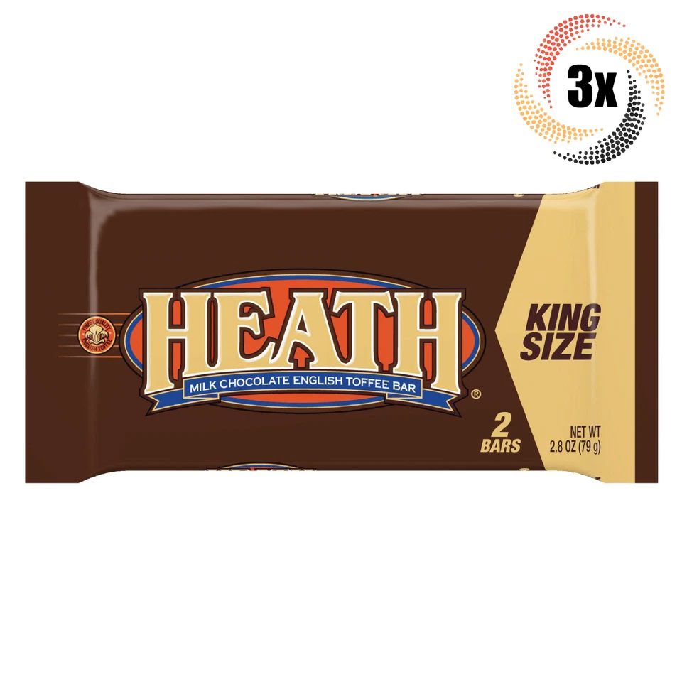 3x Packs Heath Chocolate King Toffee Candy | 2 Bars Each | 2.8oz | Fast Shipping - Image 1 of 1