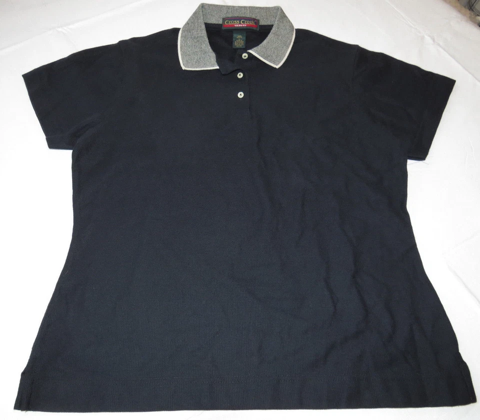 Cross Creek Mujer Damas L Algodón Azul Marino Oscuro Manga Corta Polo Nuevo de Lote Antiguo Foto 1 de 1