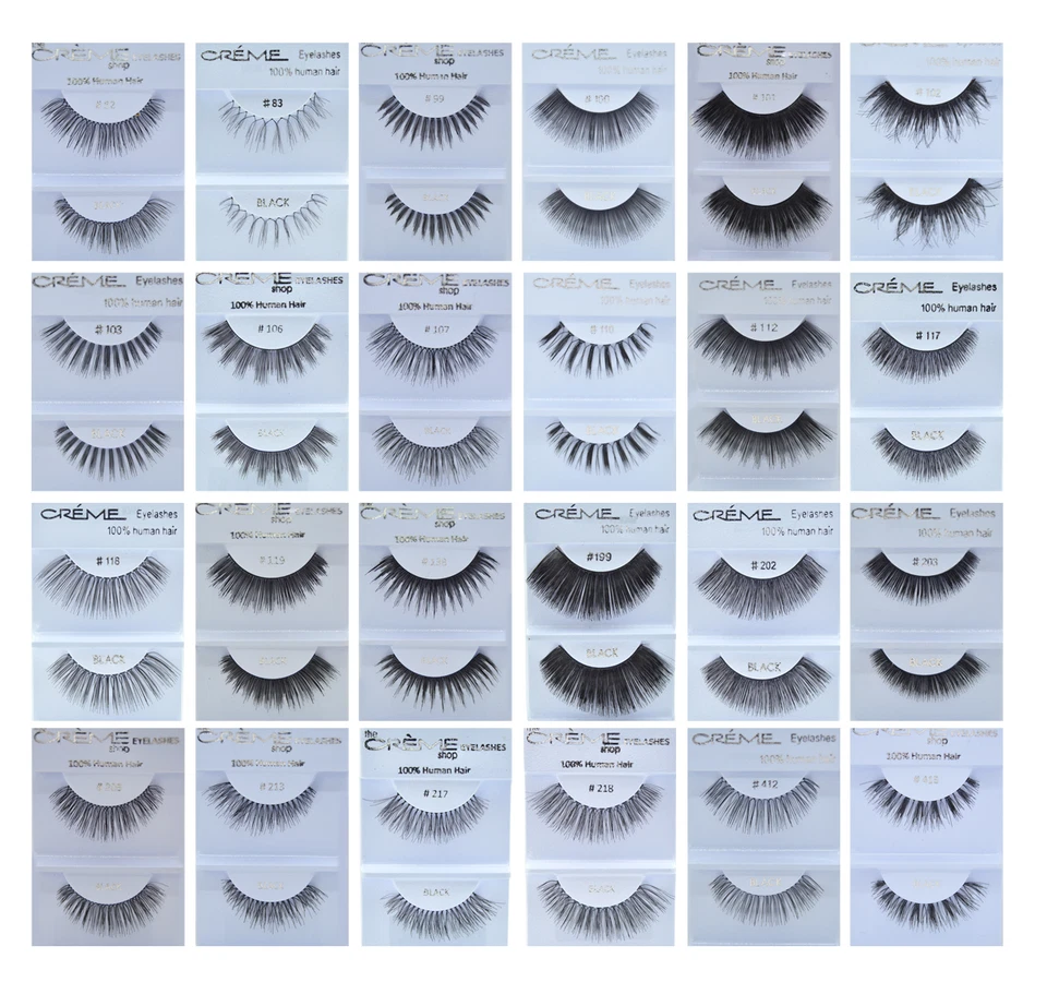 12 pares, 6 pares de pestañas crema 100 % cabello humano 24 estilos Foto 1 de 1