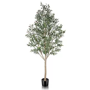 Artificial Olive Tree, Tall 8 Feet Fake Potted Olive Silk Tree with Planter, ... - Picture 1 of 7