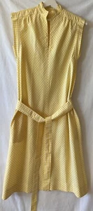VINTAGE 60's WOMEN'S YELLOW & WHITE GINGHAM SHIFT A LINE BELTED DRESS, NEAR MINT - Picture 1 of 11