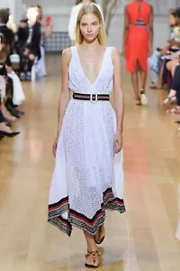 Runway! OSCAR DE LA RENTA White Cotton Midi dress Sz 2 white - Picture 1 of 8